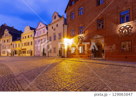 Cesky Krumlov historic square and buildings Czech Republic 129063847