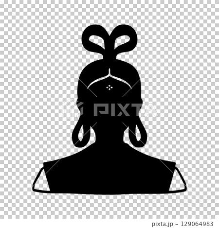 日本の歴史　奈良時代の女性イメージモノクロアイコン 129064983