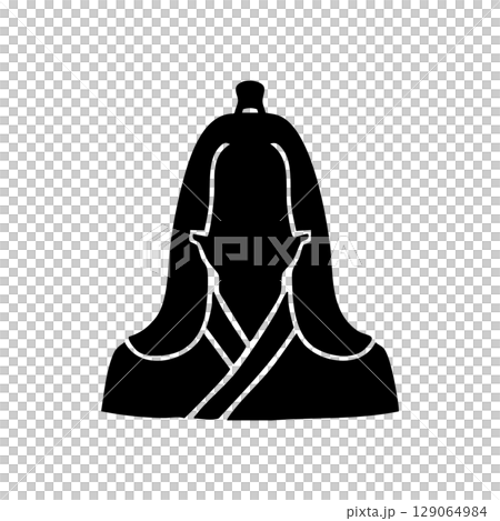 日本の歴史　奈良時代の女性イメージモノクロアイコン 129064984