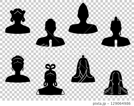 日本歷史：古墳、奈良、平安時代的男女單色聖像集 129064986