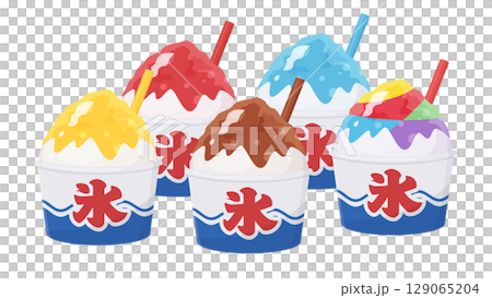 節日刨冰的彩色插圖素材 129065204