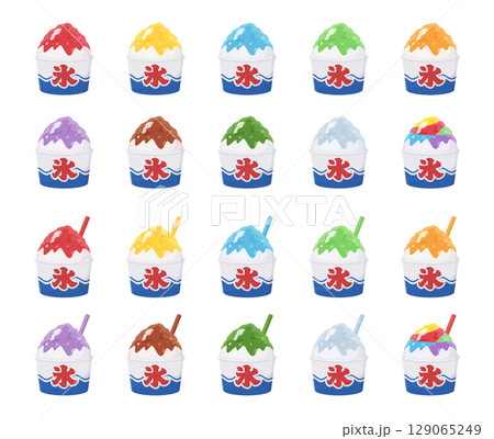 お祭りのかき氷のイラスト素材セット 129065249