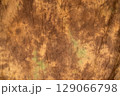 Brown wrinkled fabric texture with subtle green stains, abstract background for design, vintage or grunge style 129066798