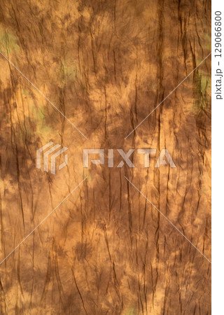 Brown wrinkled fabric texture with subtle green stains, abstract background for design, vintage or grunge style Brown wrinkled fabric texture with subtle green stains, abstract background for design, vintage or grunge style 129066800