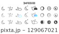 Lunar Icons: A visually stunning collection of 24 moon icons, each meticulously crafted in various styles, perfectly encapsulating the phases of the moon, stars and cloud elements. 129067021