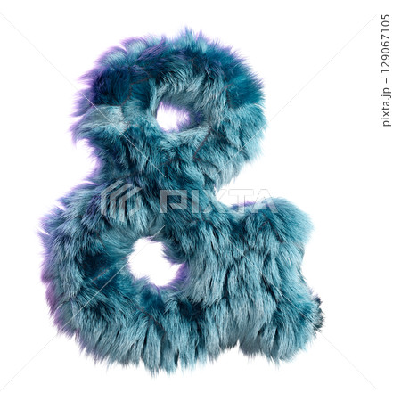 Blue Fur Styled Into Bold Ampersand Isolated on White Background 129067105