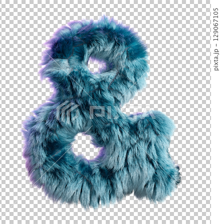 Blue Fur Styled Into Bold Ampersand Isolated on White Background 129067105