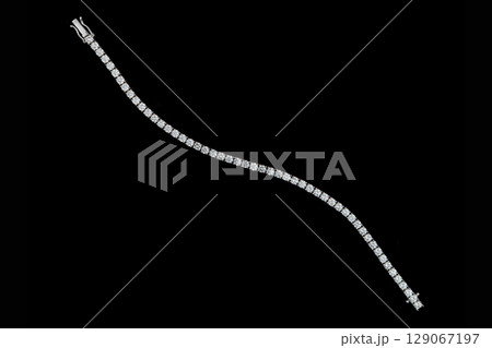 bracelet silver, gold with stone diamonds on black background 129067197