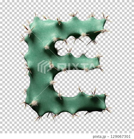 Creative Cactus-Inspired Letter E Design with Green Texture and Spikes Creative Cactus-Inspired Letter E Design with Green Texture and Spikes 129067301