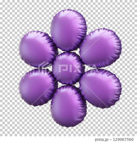 Cluster of Glossy Metallic Balloons in Unique Floral Arrangement Design 129067560