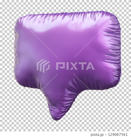 Abstract Metallic Balloon Shape with Unique Textural Highlights on White Background 129067561