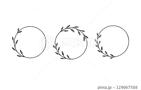 Botanical Circle Trio with Gaps. A minimal set of three open circular frames decorated with small curved twigs. Botanical Circle Trio with Gaps. A minimal set of three open circular frames decorated with small curved twigs. 129067588