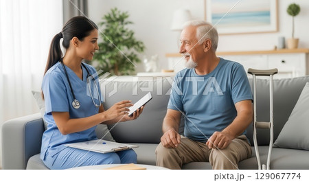 Healthcare Professional Assisting Elderly Patient at Home - AI generated Healthcare Professional Assisting Elderly Patient at Home - AI generated 129067774