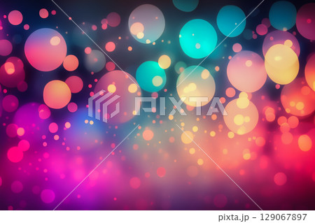 キラキラ輝くイルミネーションの玉ボケ背景 129067897
