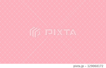 ひし形に並んだハートマークから広がるドットのグリッド線のピンクの背景 ひし形に並んだハートマークから広がるドットのグリッド線のピンクの背景 129068172