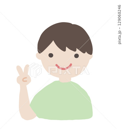 手書きの男の子のジェスチャーイラスト1-2 手書きの男の子のジェスチャーイラスト1-2 129068246