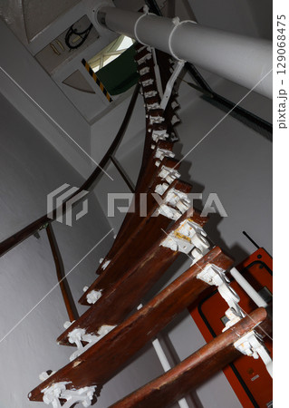 Spiraling Wood And Metal Lighthouse Staircase Spiraling Wood And Metal Lighthouse Staircase 129068475
