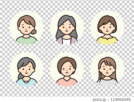 Illustration material of various women's icons Illustration material of various women's icons 129068846