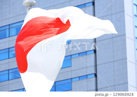 日本国 国旗 風になびく様子 日本国 国旗 風になびく様子 129068928