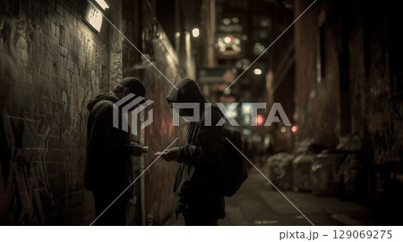 街角での違法薬物のやり取り 129069275