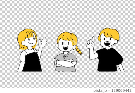 子どものジェスチャーイラストセット 129069442