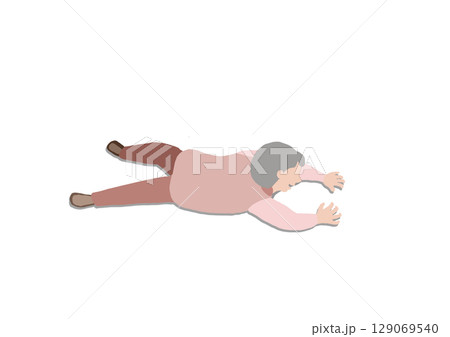 介護が必要な老人が転倒しているイラスト 129069540