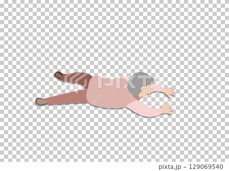 Illustration of an elderly person who needs care falling 129069540