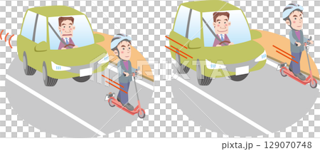 キックスケーター・電動キックボード＜通行ルール・左端の通行＞ 129070748