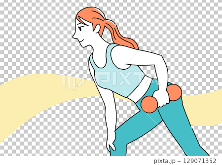 Young woman doing dumbbell exercises Young woman doing dumbbell exercises 129071352