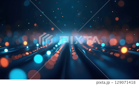 Floating Light Dots Over Optical Fiber Wires Floating Light Dots Over Optical Fiber Wires 129071418