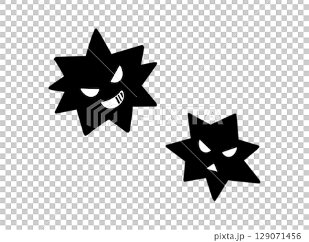 簡單的黑白插圖集惡臭的細菌（病毒） 129071456