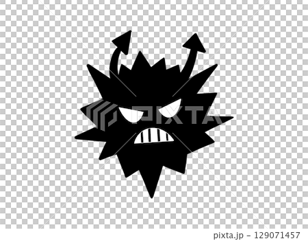 一幅簡單的黑白插圖,描繪了一種肆虐的細菌(病毒) 一幅簡單的黑白插圖,描繪了一種肆虐的細菌(病毒) 129071457