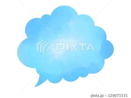 水彩風のシンプルなフキダシ モコモコ 水彩風のシンプルなフキダシ モコモコ 129071531