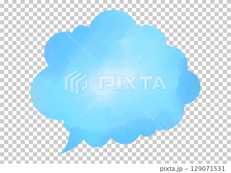 水彩風のシンプルなフキダシ モコモコ 水彩風のシンプルなフキダシ モコモコ 129071531