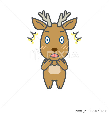 鹿イラスト（オス・びっくり）のイラスト素材 [129071634] - PIXTA
