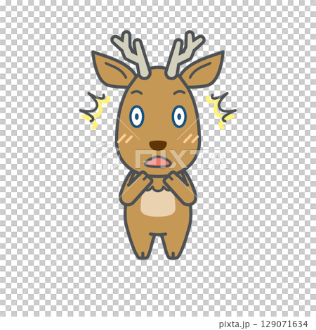 鹿イラスト（オス・びっくり） 129071634