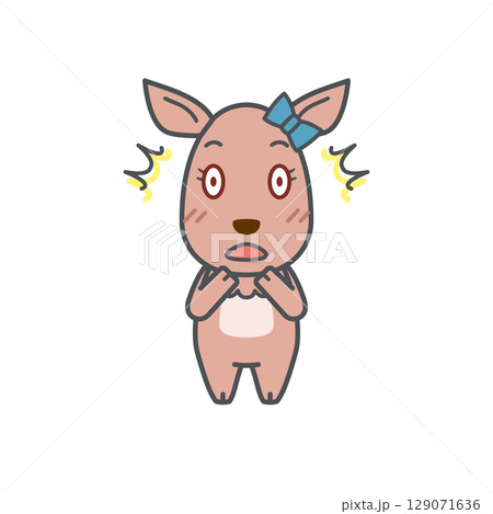 鹿イラスト（メス・びっくり） 129071636