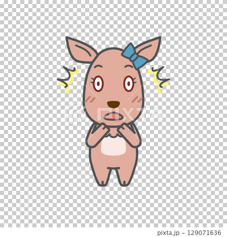 鹿插畫（雌性，驚訝） 129071636