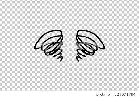 混乱やモヤモヤを表すぐるぐる模様のベクター（手描き風） 129071794