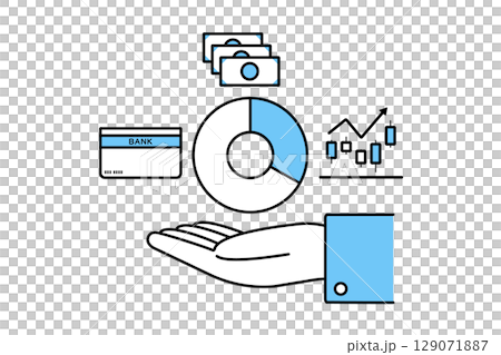 投資人手握儲蓄與投資組合的圖示 129071887