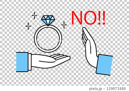 一名男子用訂婚戒指求婚但被拒絕的情況說明 一名男子用訂婚戒指求婚但被拒絕的情況說明 129071888