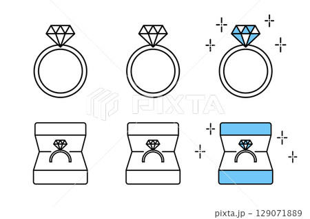 様々な配色が施された婚約指輪のアイコンセット 様々な配色が施された婚約指輪のアイコンセット 129071889