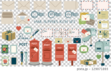 Postal related vector illustration material set 129071893