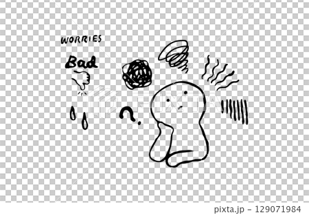 モヤモヤと悩む人のベクターイラストセット 129071984