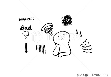モヤモヤと悩む人のベクターイラストセット 129071985