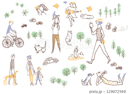 おでかけ、お散歩、旅を楽しむ人々 1 129072569
