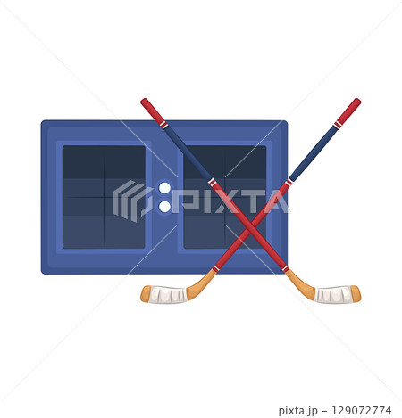 Illustration of Hockey Stick and Scoreboard  129072774