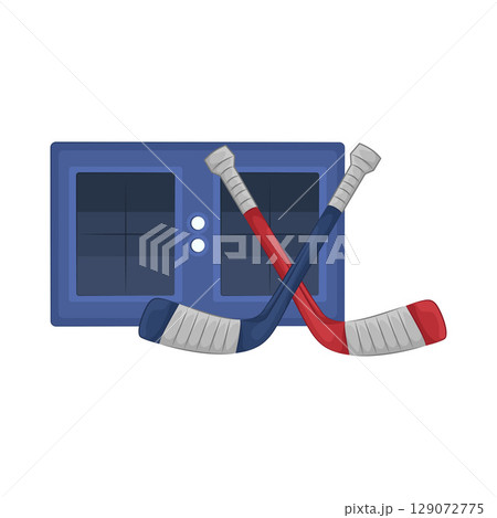 Illustration of Hockey Stick and Scoreboard  129072775