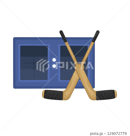 Illustration of Hockey Stick and scoreboard  129072779