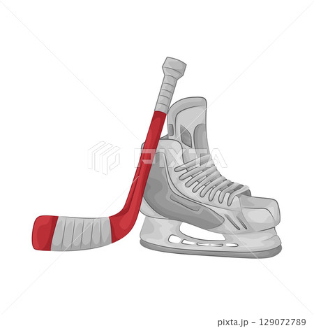 Illustration of Hockey Stick and Hockey Shoes Illustration of Hockey Stick and Hockey Shoes 129072789